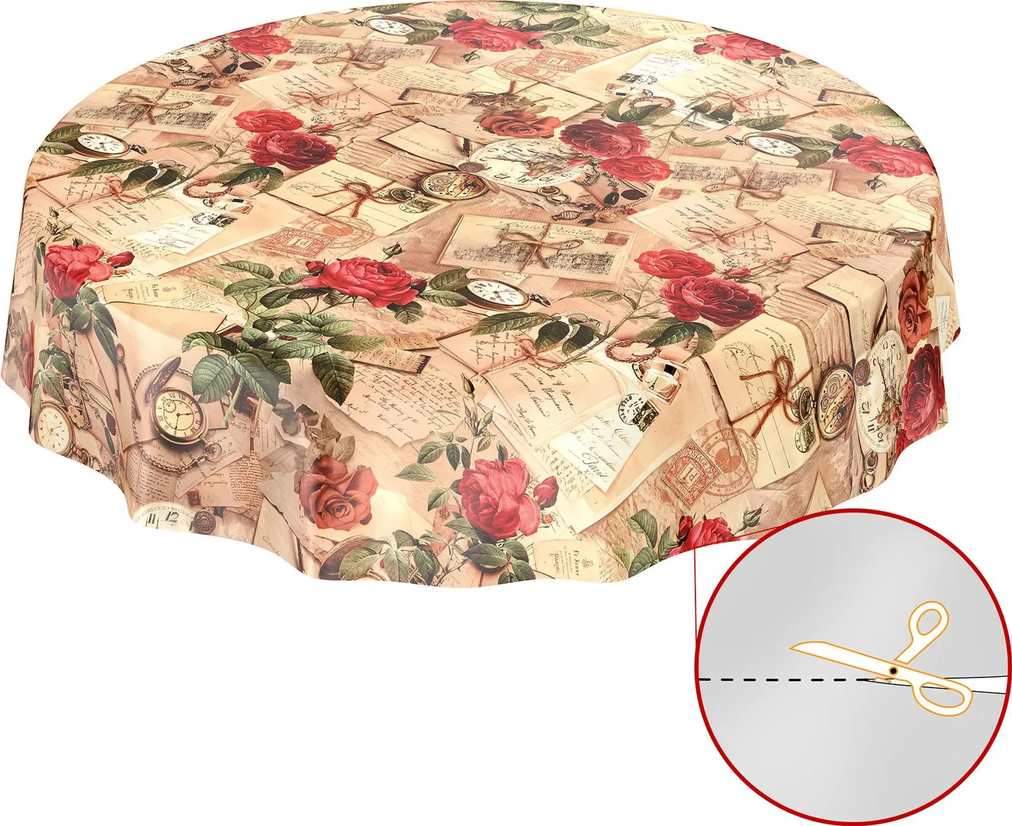 ANRO Tischdecke Wachstuch Blumen Braun – Wasserabweisend, Robust & Abwaschbar, Rund Ø 120 cm